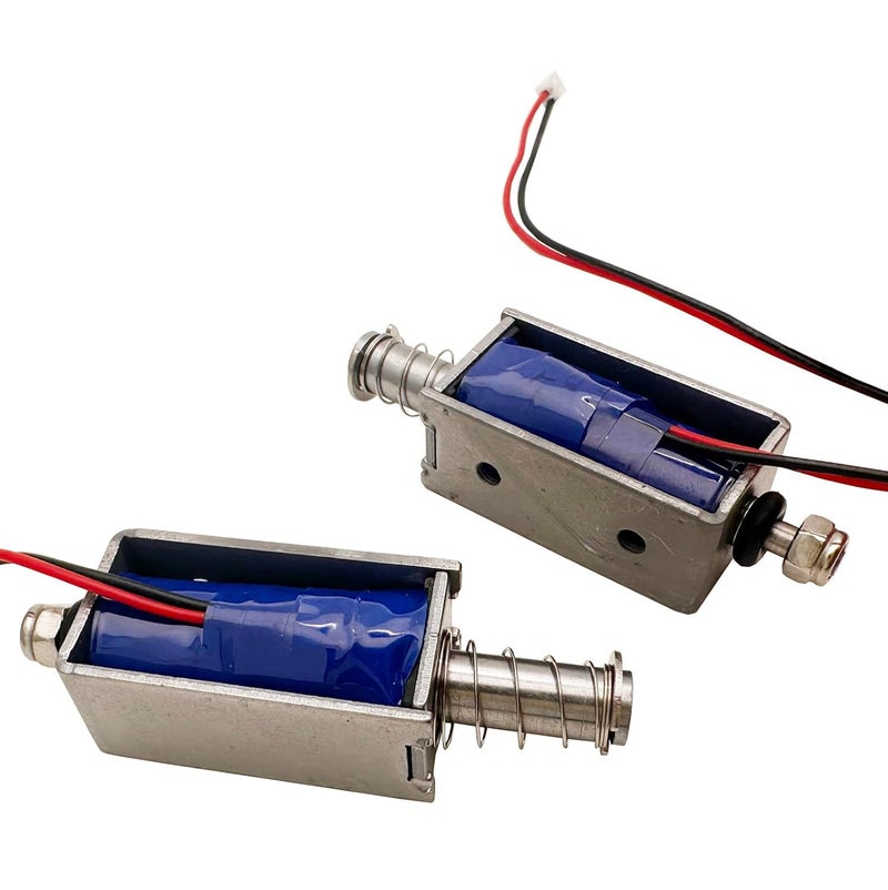 SUQUUB 2PCS Mini Push Pull Solenoid DC12V 2A 10W 10mm Stroke Auto-Reset Solenoid Magnet Electromagnet Mini Linear Actuator 3.5-65N DS-P0630L-05 - Image 1